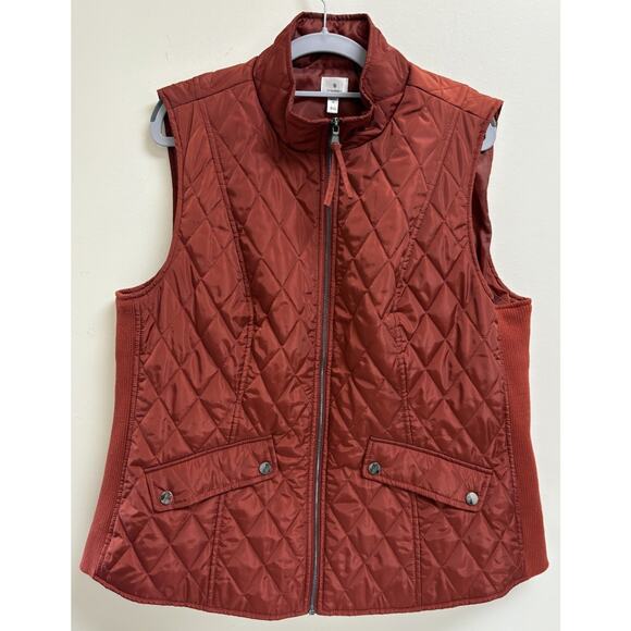Dressbarn Jackets & Blazers - Dressbarn Women’s 1X Quilted Vest Rust Red Pockets Zip Front Sleeveless